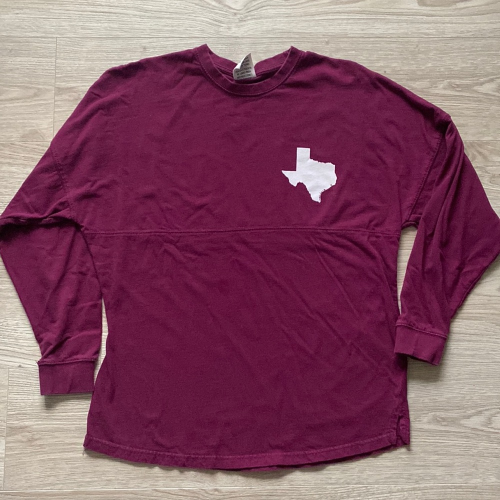 Texas Maroon Long sleeve oversize shirt